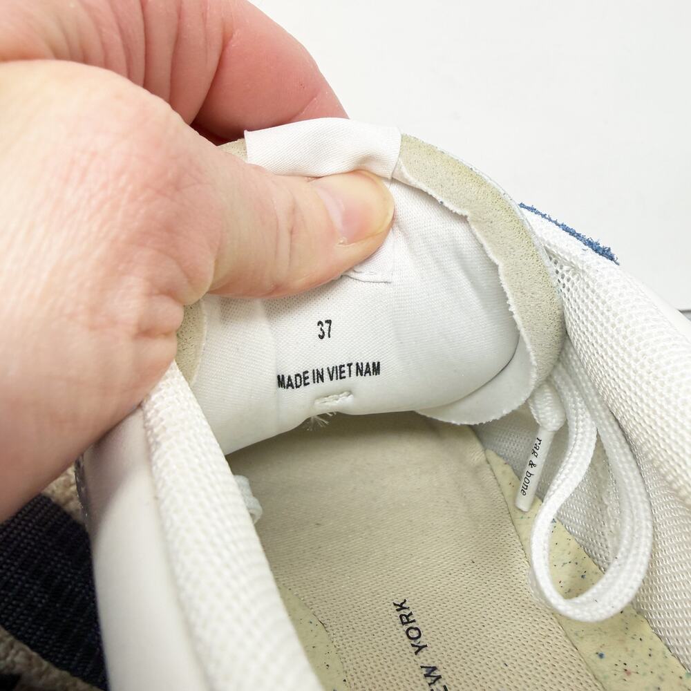 Rag & Bone Blue/White Suede & Leather Casual Sneakers Women's Size EU 37 Lace Up - Picture 10 of 11